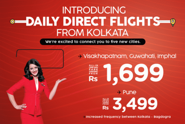 Daily direct flights from CCU AirAsia India (I5)